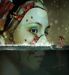 woman and mermaid illusion painting thumbnail