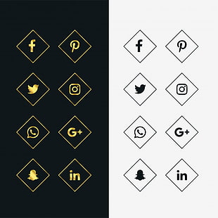 premium set of golden social media icons and logos eps file free social media icons eps