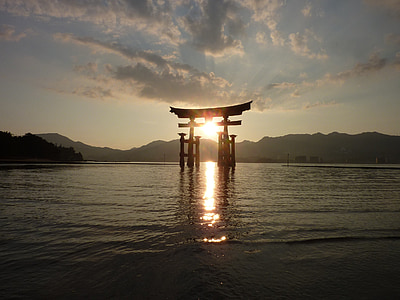 Torii gate during sunset thumbnail