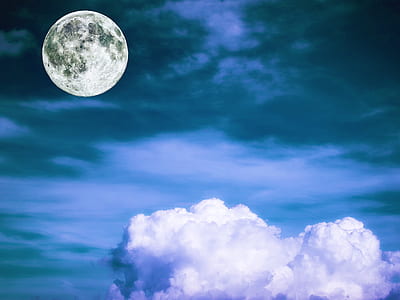 full moon above the cloudy sky thumbnail