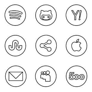 Neon Line Social Circles Black svg vector icon sets