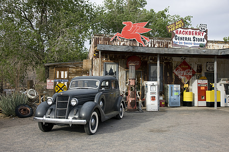 vintage black car parked near Hackberry General Store thumbnail