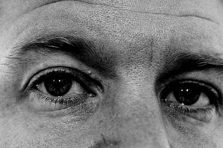 grayscale photography of person's eye thumbnail