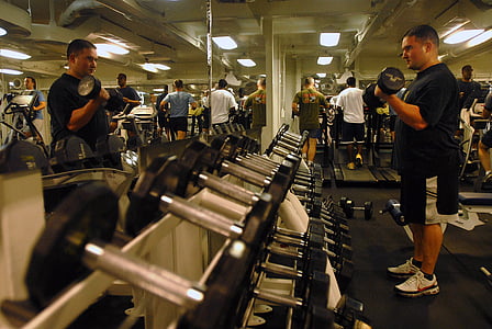 gray and black steel dumbbells thumbnail