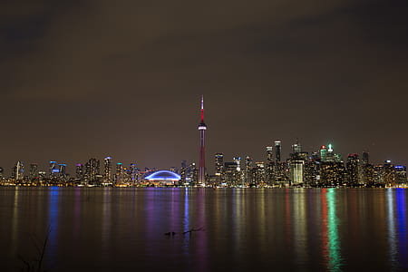 city, sky, night, water thumbnail