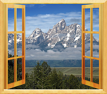 opened window showing mountain during winter season thumbnail