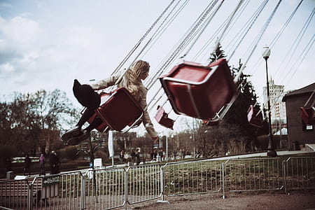 Woman Riding Swing Outdoor thumbnail