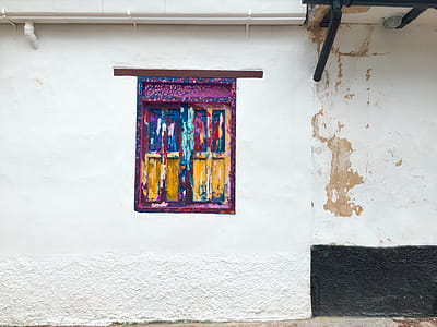 Closed Multicolored Wooden Window thumbnail