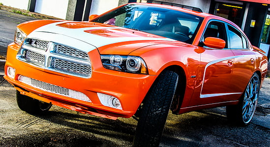 orange Dodge sedan thumbnail