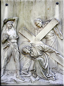 Jesus Christ carrying cross embossed wall decor thumbnail