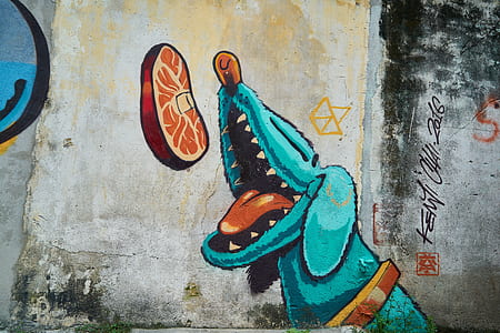 teal dog artwork painting thumbnail