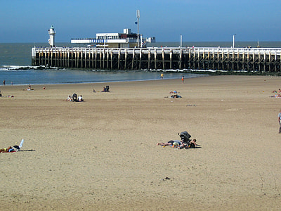 Pier and beach in Ostend, Belgium thumbnail