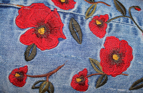 blue, red, and brown floral denim apparel thumbnail