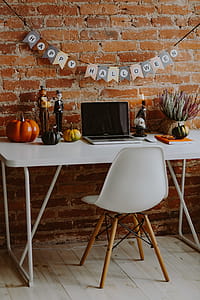Desk with laptop & Halloween Decorations thumbnail
