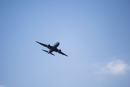 low-angle photography of white passenger plane inflight thumbnail