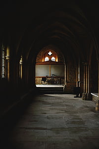 mountain bike park beside cathedral wall thumbnail
