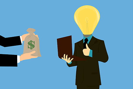 Illustration of freelancer getting money from employer. thumbnail