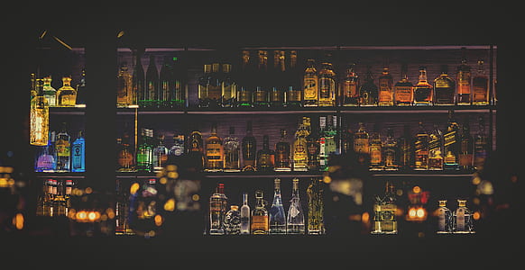 tilt shift photography liquor shelf thumbnail
