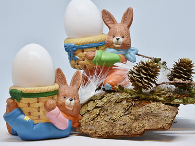 two brown rabbit ceramic figurines thumbnail