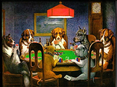 dogs playing poker painting thumbnail