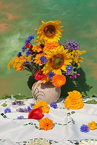 variety of flowers on vase thumbnail