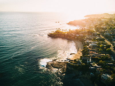 aerial photo of city near shore thumbnail