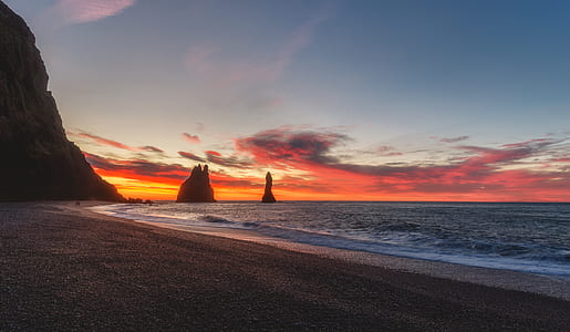 orange sunset at beach shore thumbnail
