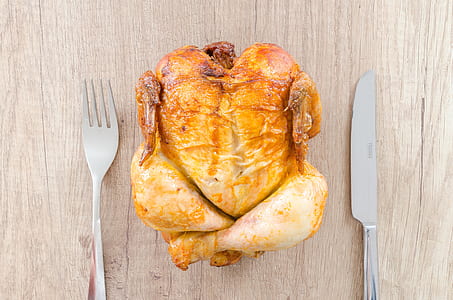 roasted chicken on brown surface thumbnail
