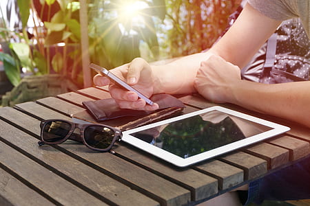 sunglasses, hands, smartphone, table thumbnail