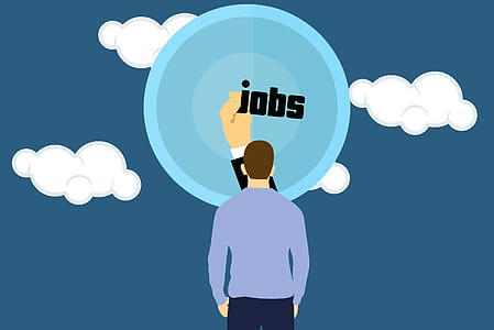Illustration of man seeking jobs. thumbnail