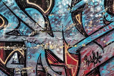 blue and red graffiti wall decor thumbnail