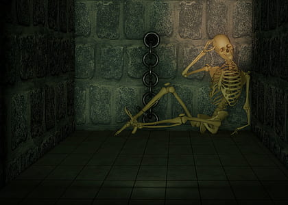 skeleton laying inside cell illustration thumbnail