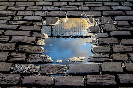 water puddle on brick floor thumbnail
