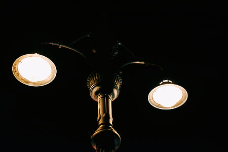 turned on black lamp post thumbnail