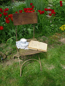 opened book on brown wooden chair thumbnail