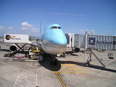 blue and white airplane on surface thumbnail