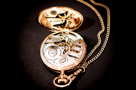 gold-colored skeleton pocket watch thumbnail