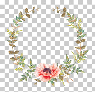 Wedding invitation Flower Convite Wreath Garland, watercolor flower, green and pink wreath PNG clipart