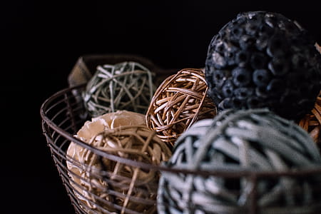 Brown and Gray Vine Balls on Brown Metal Rack thumbnail