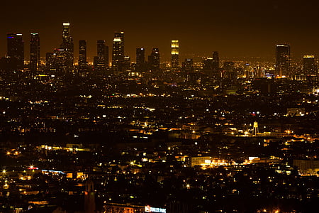 aerial photo of lighter buildings during nightime thumbnail