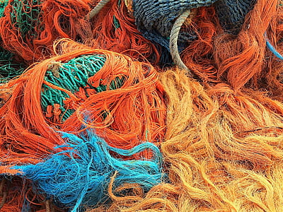 orange and blue fishing nets thumbnail