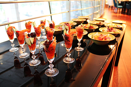 table filled with cocktails and vegetables thumbnail