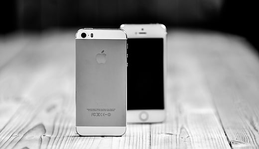 smartphone, iphone, table, closeup, macro, black and white thumbnail