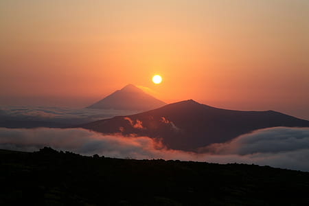 silhouette of mountain during sunset thumbnail