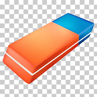 Orange rectangle, Eraser, red and blue pencil eraser illustration PNG clipart