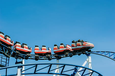 Red and White Roller Coaster on Railings thumbnail