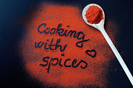 chili powder with cooking with spices handwritten text thumbnail