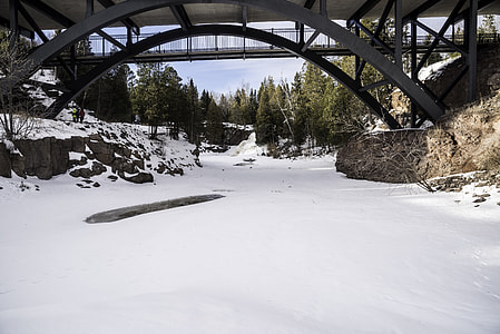 Frozen Gooseberry River Under the Bridge at Gooseberry Falls State Park, Minnesota thumbnail
