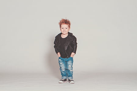 boy's black leather full-zip jacket thumbnail