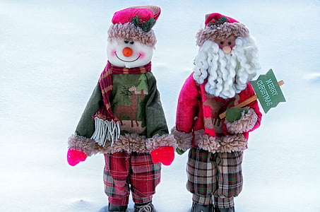 twp Santa Claus and Snowman figurines thumbnail